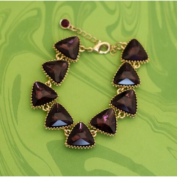 Vintage Geometric Blood Triangles Art Deco Bracelet 8 inch - W11 - Picture 1 of 3